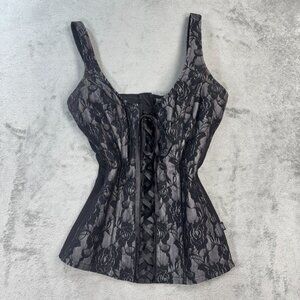 Royal Bones Black Lace-Up Corset Top Tripp NYC Y2K Gothic Fairy Whimsygoth Punk